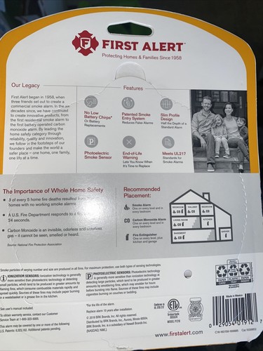First Alert Smoke Alarm Slim Profile Design Model P1210 10 Year First Alert Smoke Alarm Slim Profile Design Model P1210 10 Year