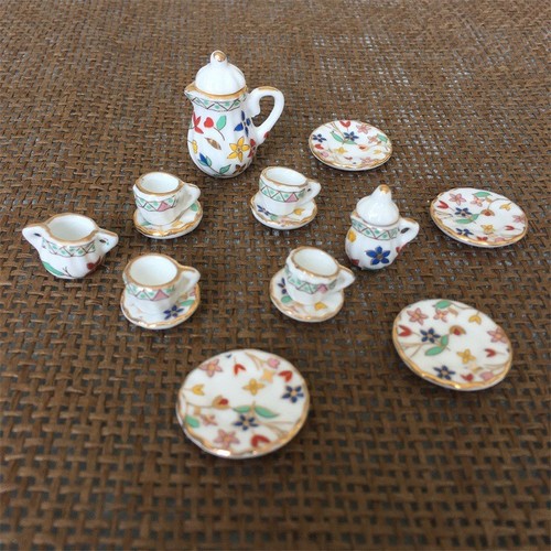 Vajilla de porcelana en miniatura para casa de muñecas cafetera tetera taza juego de platos vajilla - Imagen 58 de 101