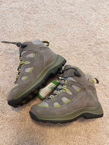 Lands' End Hiking Shoes Boy's Size 10M Gray&green Suede Drawstring NWT - Picture 2 of 6