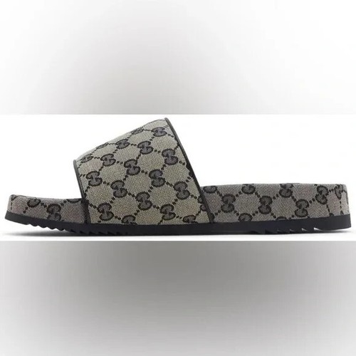 Sandalia Gucci GG Slide 'Beige Azul Monograma' Hombres Talla 14 Nueva en Caja Nueva con Etiquetas - Imagen 9 de 9