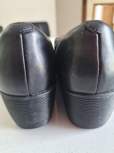 Clarks Black Artisan Leather Chunky Slip On Platform Wedge Size 6.5D - Picture 4 of 7