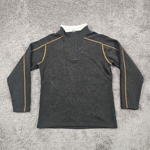 Kuhl Sweater Mens Large L Brown Alfpaca Gold Fleece 1/4 Zip Pullover Europa - Picture 1 of 13