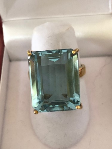 Schöner Blautopas Ring in vergoldeter Fassung gefasst - Größe 6 - Bild 1 von 4