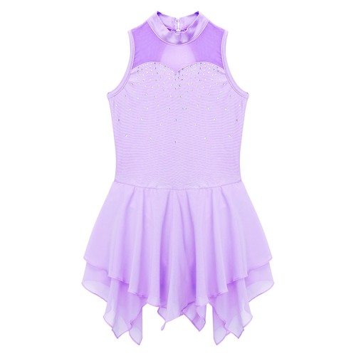 Girls Sparkly Figure Ice Skating Dress Ballet Dance Gymnastics Leotard Skirt - Picture 49 of 67