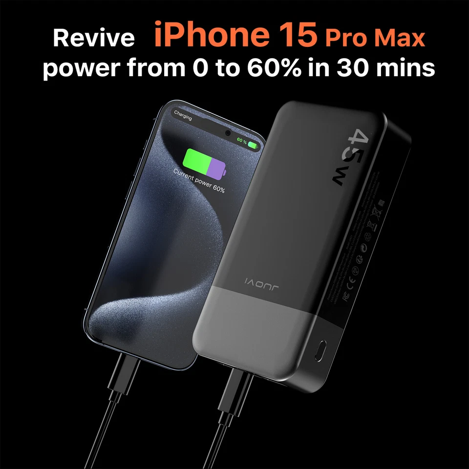 2Pack Power Bank 20000mAh 45W Portable Charging Battery Backup For Cell Phone - Image 3 of 4