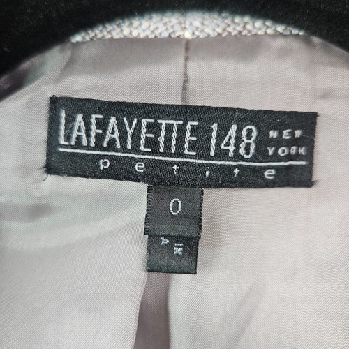 Lafayette 148 New York Tweed Blazer Suit Cardigan Women Size 0 Belt Gray White - Picture 9 of 17