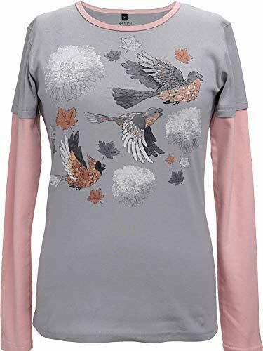 Green 3 - Women's Long Sleeve T-Shirt - Painted Birds Double-Up - Large - Picture 1 of 2