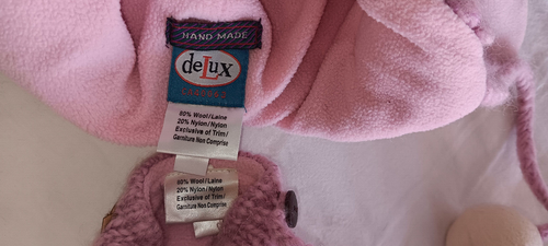 deLux Set Cappello e Guanti in Lana per Cani Rosa Fatti a Mano Taglia Circa da 4 a 8 - Foto 13 di 14