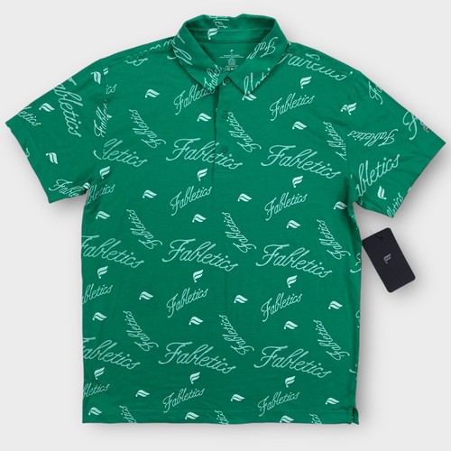 Polo uomo Fabletics $65 media verde stampa logo 24 7 prestazioni atletiche - Foto 2 di 9