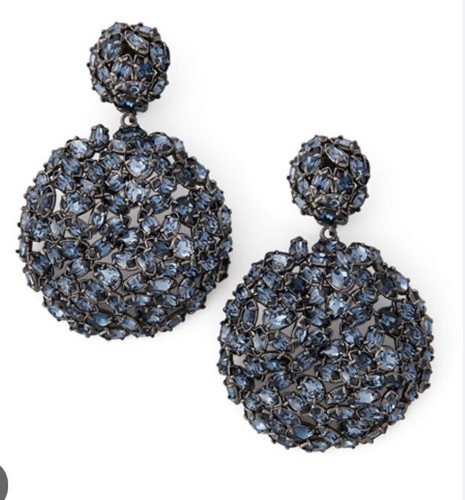 100% Authentic Alexis Bittar Nova Marquis Blue Crystal Sphere Clip On Earrings - Picture 1 of 19