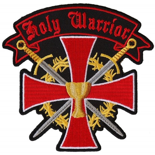 Holy Warrior Large Embroidered Sew on Back Patch Templar Jesus 12" x 12" - Picture 3 of 3