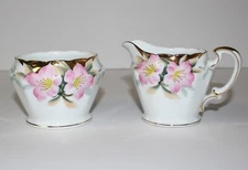 Noritake Azalea Pink Floral Individual Creamer & Sugar Open Bowl, 19322 / 252622