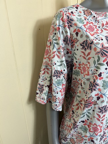 Charter Club Floral Print Tunic Blouse Womens Size 2X Multicolor 3/4 Bell Sleeve - Picture 4 of 14