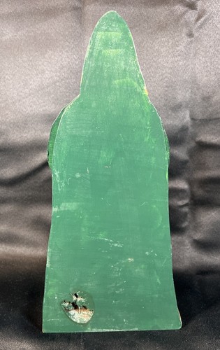 Babbo Natale vintage 13" fatto a mano in legno vecchio mondo in verde arte popolare natalizia - Foto 9 di 16