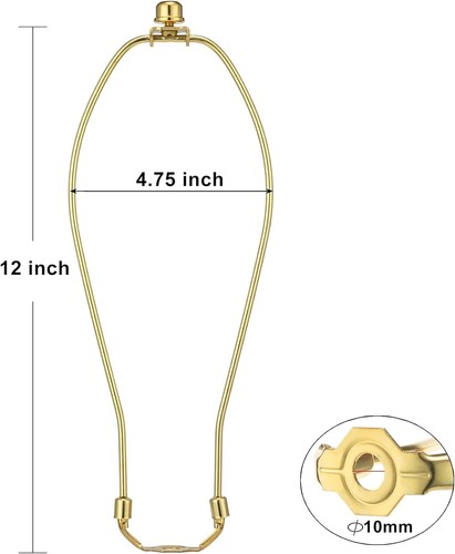 12 Inch Lamp Shade Harp Brass 2-Pack 3/8 Standard Bracket Holder Heavy Duty NEW - Picture 7 of 11