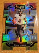 Lamar Jackson 2023 Panini Select Die Cut Red/Yellow PRIZM Concourse Level #7