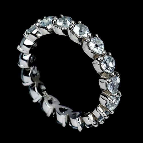 Sterling Silver Ring Aquamarine Heart Genuine Natural Gems Size N 1/2 US 7 - Picture 23 of 24
