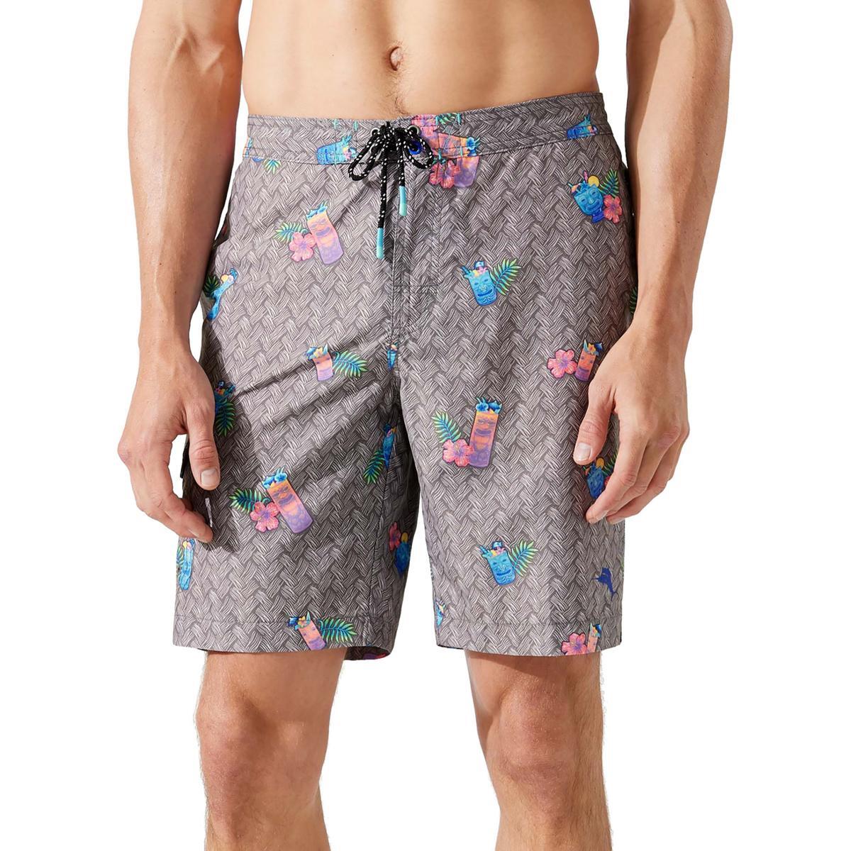 Мужские плавки для бассейна Tommy Bahama Baja Tiki Cocktails серого цвета с принтом L BHFO 7099