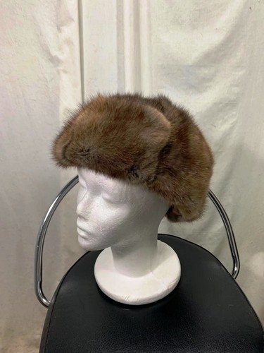 UNISEX WARM LUXURY USA NATURAL MUSKRAT 24.5 INCHES FUR TROOPER HAT FREE SHIPPING - Picture 2 of 12