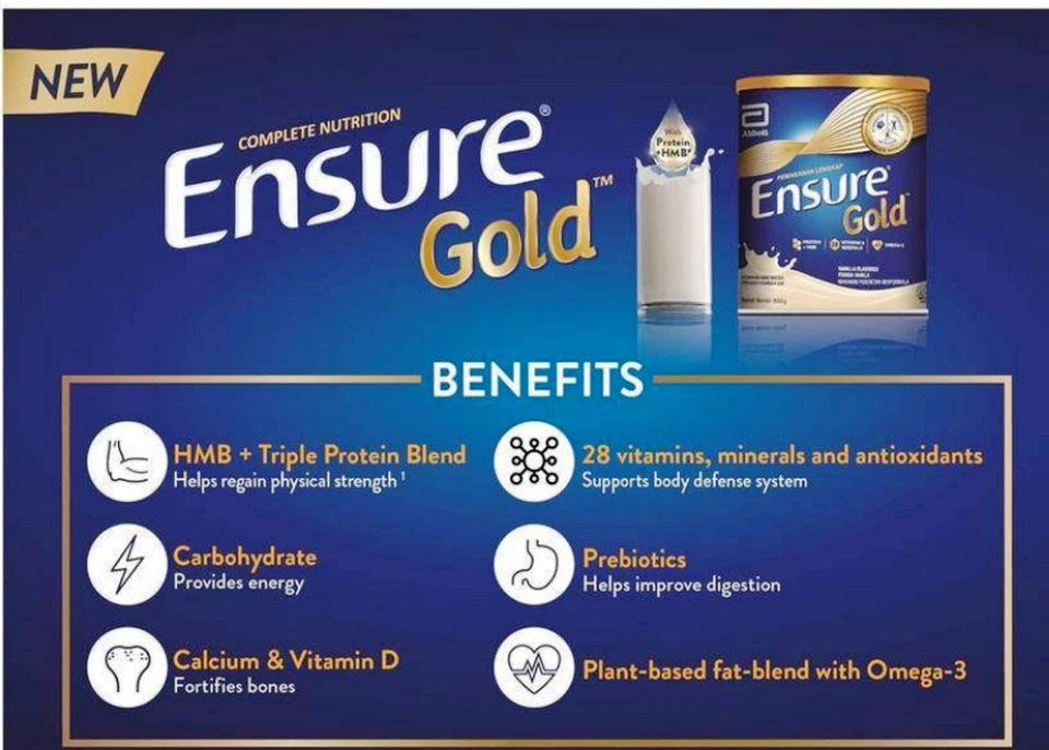 4 X EN SURE GOLD Leche en Polvo Nutrición Completa Sabor Vegetal (850G) Foto 3 de 3