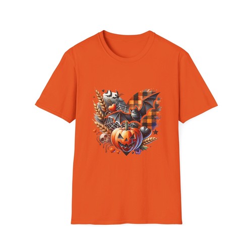 Halloween Herbst Kürbis Fledermaus Herz Unisex Softstyle T-Shirt - Bild 18 von 37