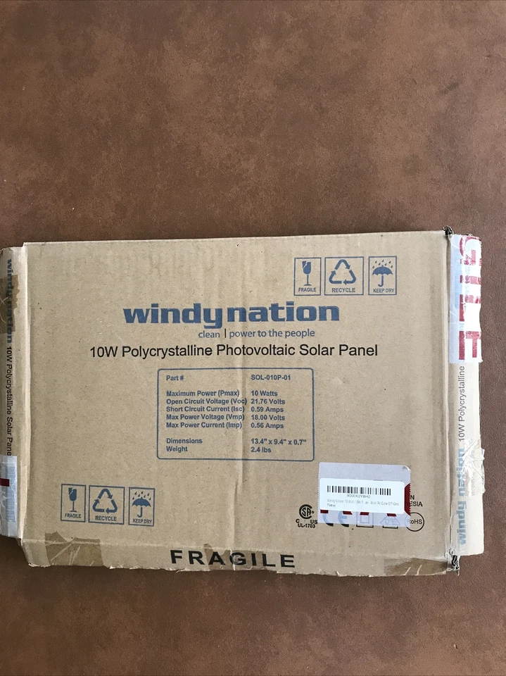 Panel Solar Policristalino WindyNation 10 Vatios - Nueva Caja Abierta Foto 4 de 4