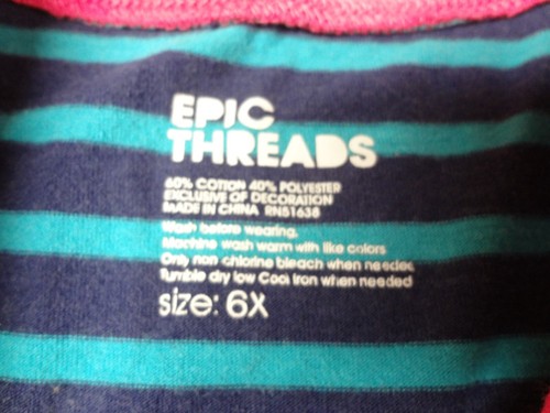 LOT OF 5 GIRLS TOPS SHIRTS 2 LONG SLEEVE 3 SHORTSLEEVE LOVE STRIPES #36 - Picture 8 of 8