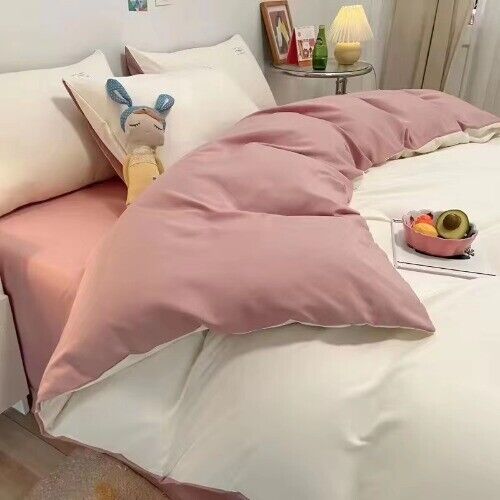 Juego de funda nórdica azul liso sábana plana con funda de almohada doble tamaño completo niños niñas - Imagen 16 de 40