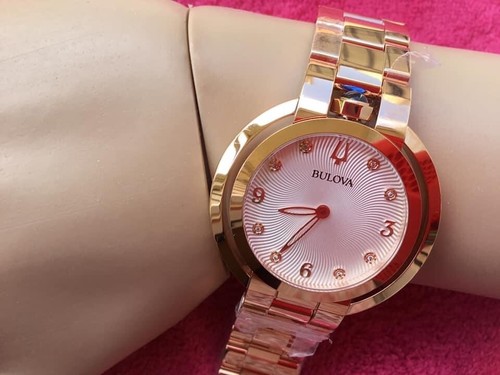 BULOVA RUBAIYAT DIAMOND ROSE GOLD TONE WOMEN’S WATCH 35 MM - Picture 7 of 17