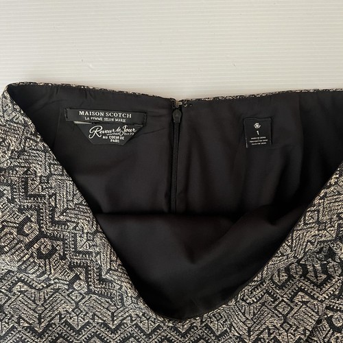 Maison Scotch Skirt Womens Size 1 AU 8 10 Wrap Mini Beige Black Geometric Boho - Picture 10 of 14