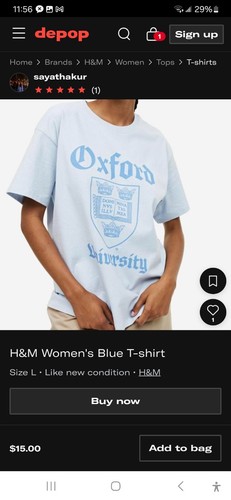 vintage oxford university jersey, t-shirt, H&M exclusive woman size Large - Picture 5 of 7