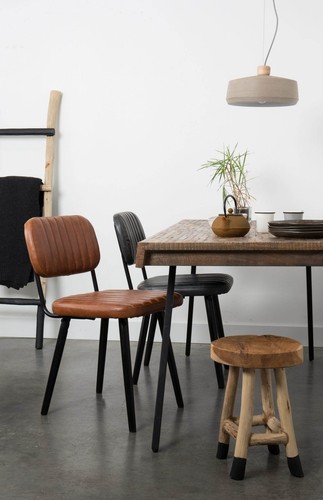 Stuhl Esszimmerstuhl JAKE WORN BROWN Kunstleder braun - Bild 7 von 8