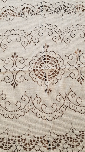 Antique Filet Crochet Tablecloth Ivory 80x44 Oval Rectangle Leaf Pattern 3107 - Picture 3 of 8