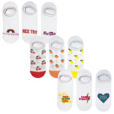 Schöne Socken Invisible Liner Cotton Rich Sneaker Low Slogan Muster Socke (3er Pack)