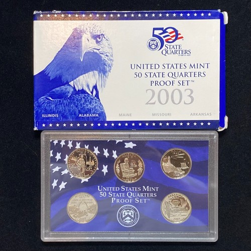 2003 S Five Coin State QUARTER Proof 5 Coin Set Statehood 25c Coins Box and COA - Picture 3 of 5