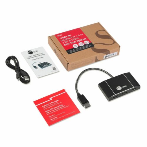 SIIG Triple 4K DisplayPort 1.4 to 2x DP & 1x HDMI MST Hub Multi Monitor Adapter - Picture 8 of 8