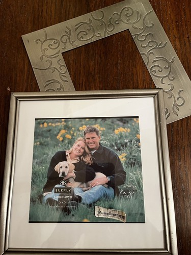 NEW Burnes Of Boston Ornate Metal Photo Frame Matte Pewter 5X5” Or 8x8” Photo - Picture 5 of 8