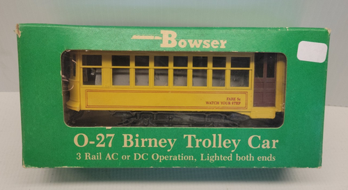 Bowser O-27 Birney Lighted Trolley Car Yellow - with Box - Picture 12 of 14