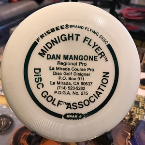 wham o frisbee mini midnight flyer dan mangone error disc midnight flyer disc