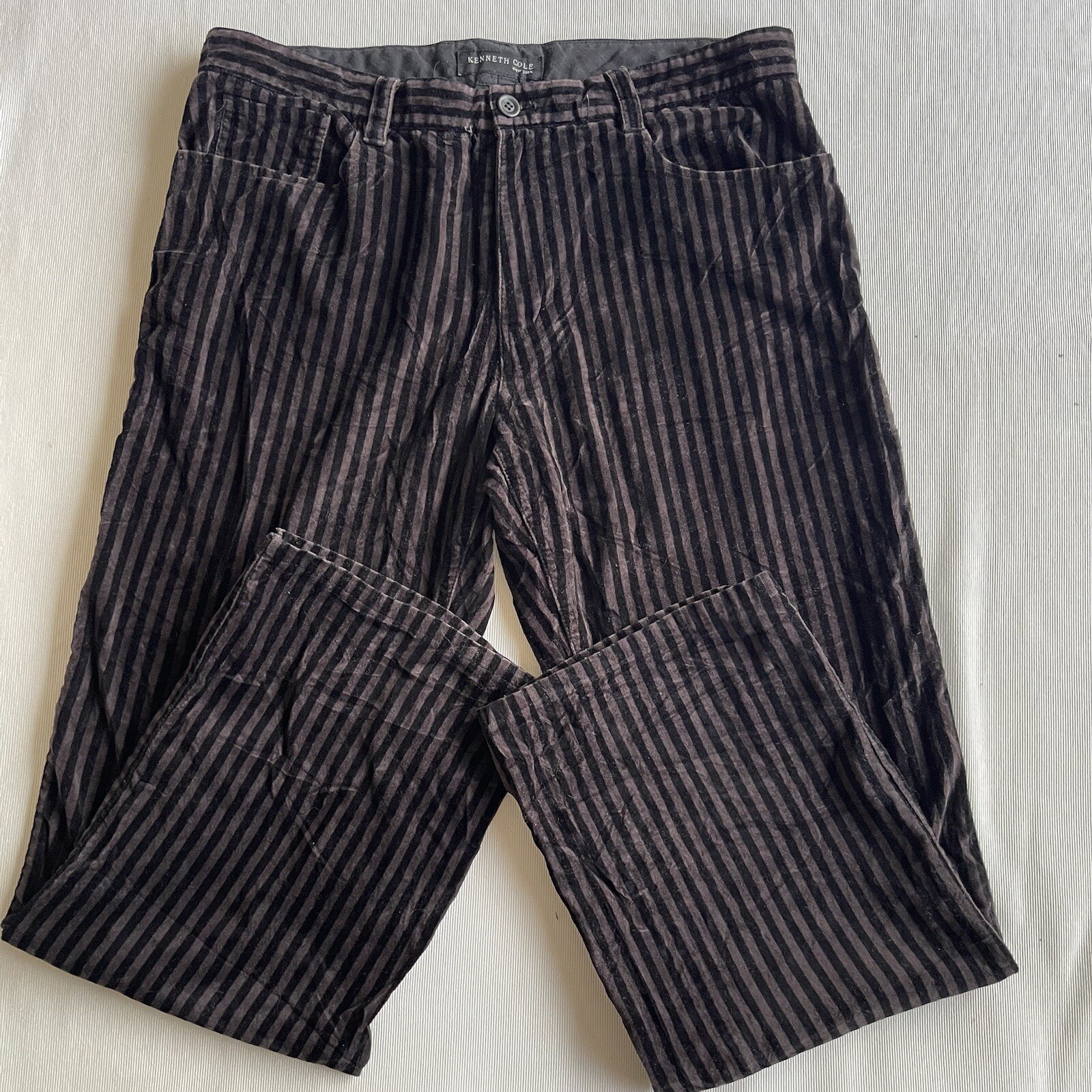 Kenneth Cole Classic Brown Corduroy Pants with Gray Stripes Size 34
