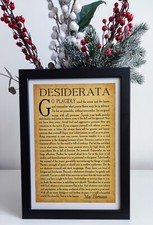 Desiderata glossy framed poem by Max Ehrmann in a black frame size 21cm x 30cm