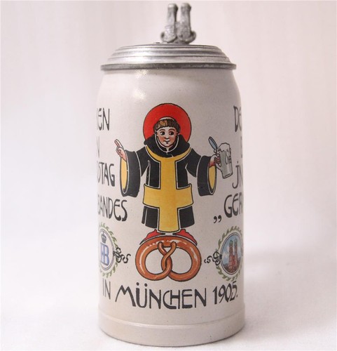 Antique German Beer Stein Baker's Guild w/Munich Child by F.Ringer c.1905 - Picture 1 of 5
