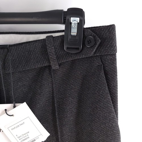 Theory Pintuck Pants Dark Charcoal Knit Twill H0926205 Womens Sz 4 - Picture 7 of 11