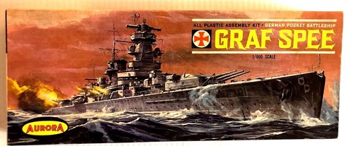 Unbenutzter neuer Aurora 1962 Graf Spee German Pocket Battleship Modellbausatz 1:600 Litho - Bild 1 von 7