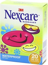 SM Nexcare Tattoo Waterproof Bandages Dirtproof 20 Count
