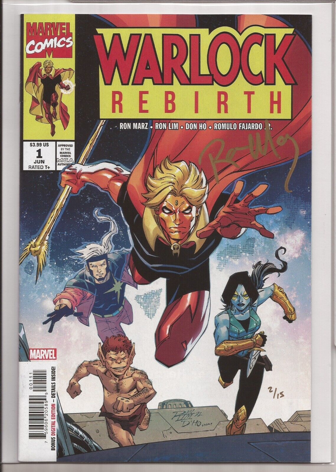 WARLOCK: REBIRTH #1 - SIGNED BY RON MARZ WITH DF COA #2 OF ONLY 15 COPIES!!
