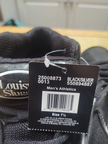 Louisville Slugger Men's Black & White Flex Rubber Cleat Shoes- Size 7.5 US - Picture 7 of 19