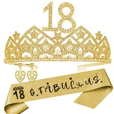 18th Birthday Gift for Girl18th Bday Tiara and Sash18th Birthday Crown for Gi...