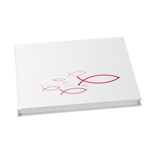 Gästebuch Fische pink rosa weiß - Ichthys Kommunion Taufe Konfirmation Geburt - Bild 2 von 3