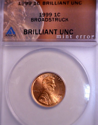 1999 ERROR ANACS Broad Struck + 1964 Clip + Blank Lincoln Cent BU 3 Coin LOT NR - Picture 4 of 5